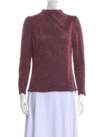 Rebecca Taylor Mock Neck Three-Quarter Sleeve Sweatshirt
