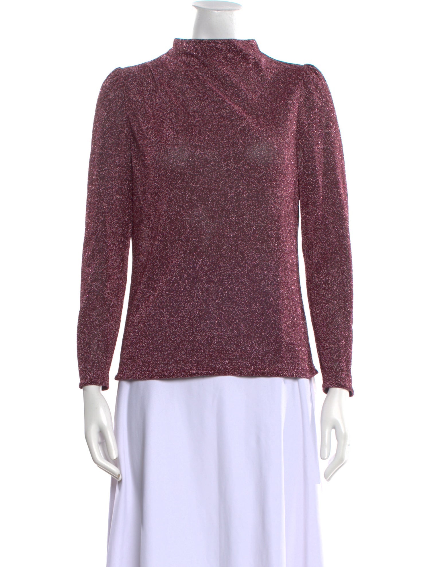 Rebecca Taylor Mock Neck Three-Quarter Sleeve Sweatshirt