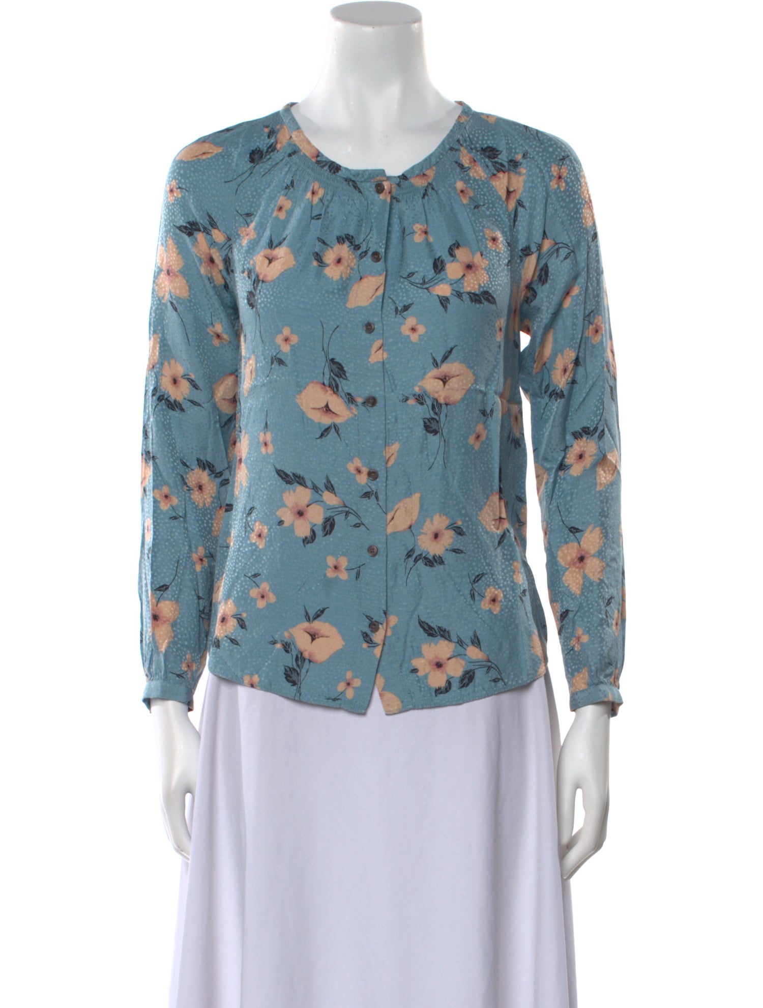 Rebecca Taylor Floral Print Scoop Neck Blouse