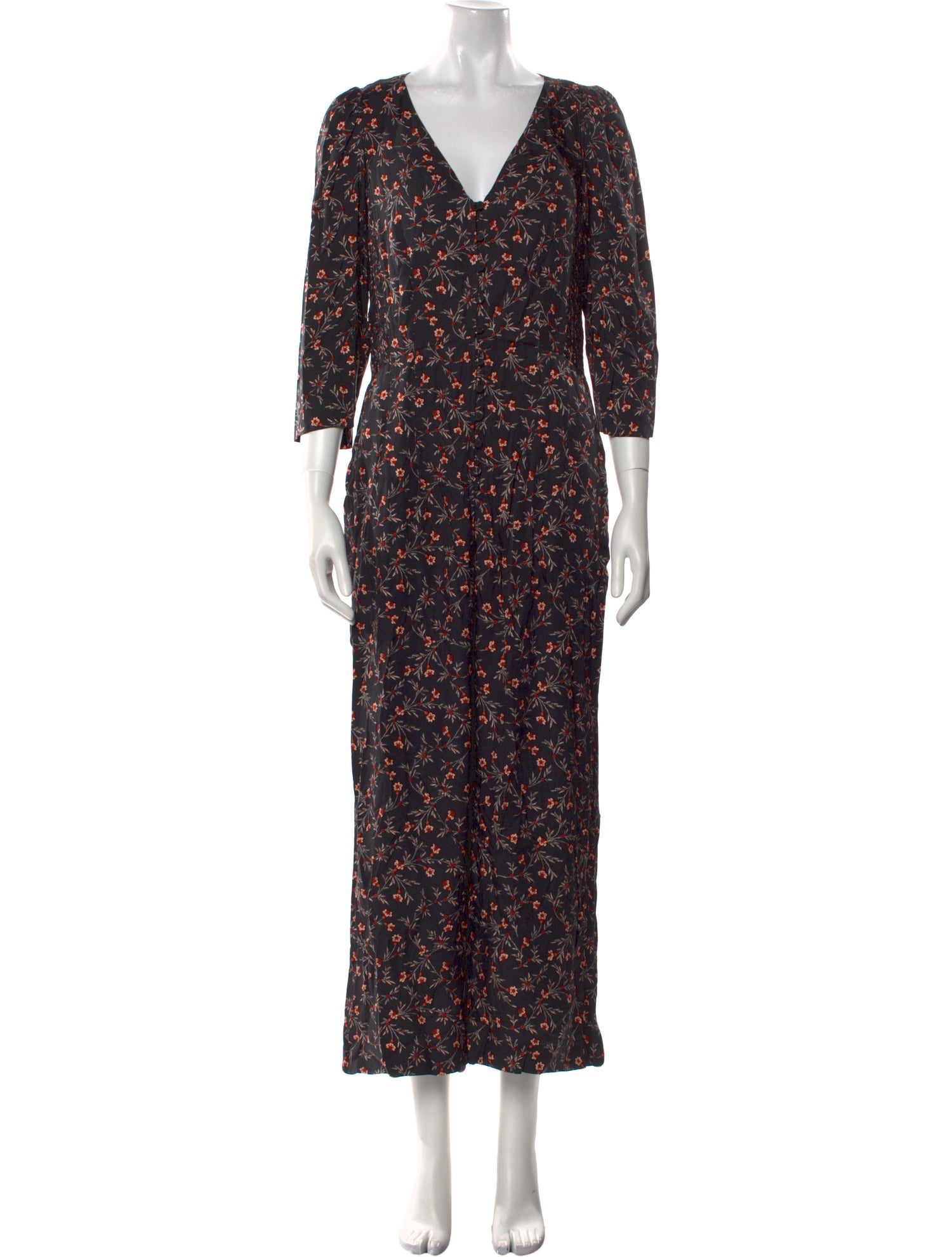 Rebecca Taylor Printed Plunge Neckline Jumpsuit