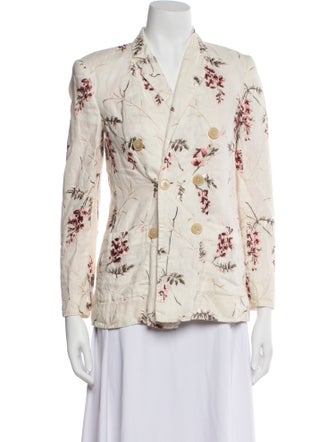 Rebecca Taylor Linen Floral Print Blazer