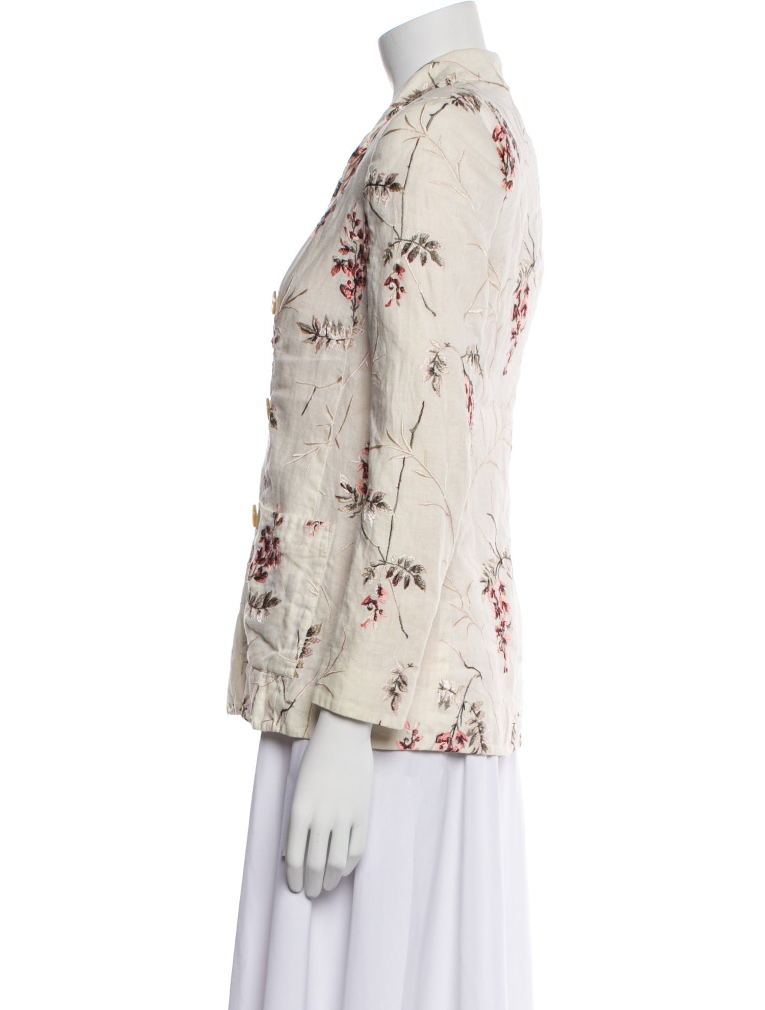 Rebecca Taylor Linen Floral Print Blazer