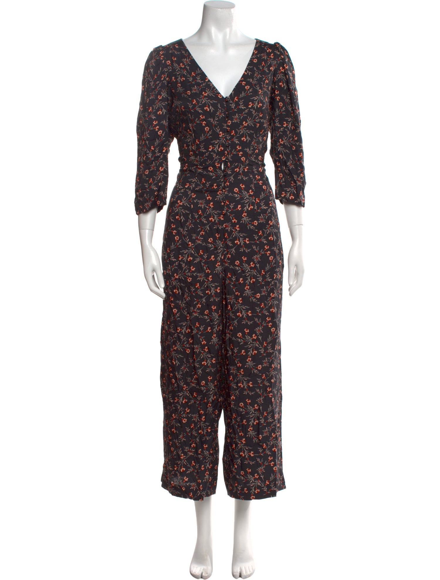 Rebecca Taylor Floral Print V-Neck Jumpsuit