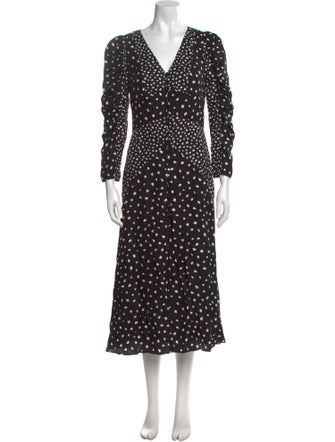 Rebecca Taylor Polka Dot Print Midi Length Dress