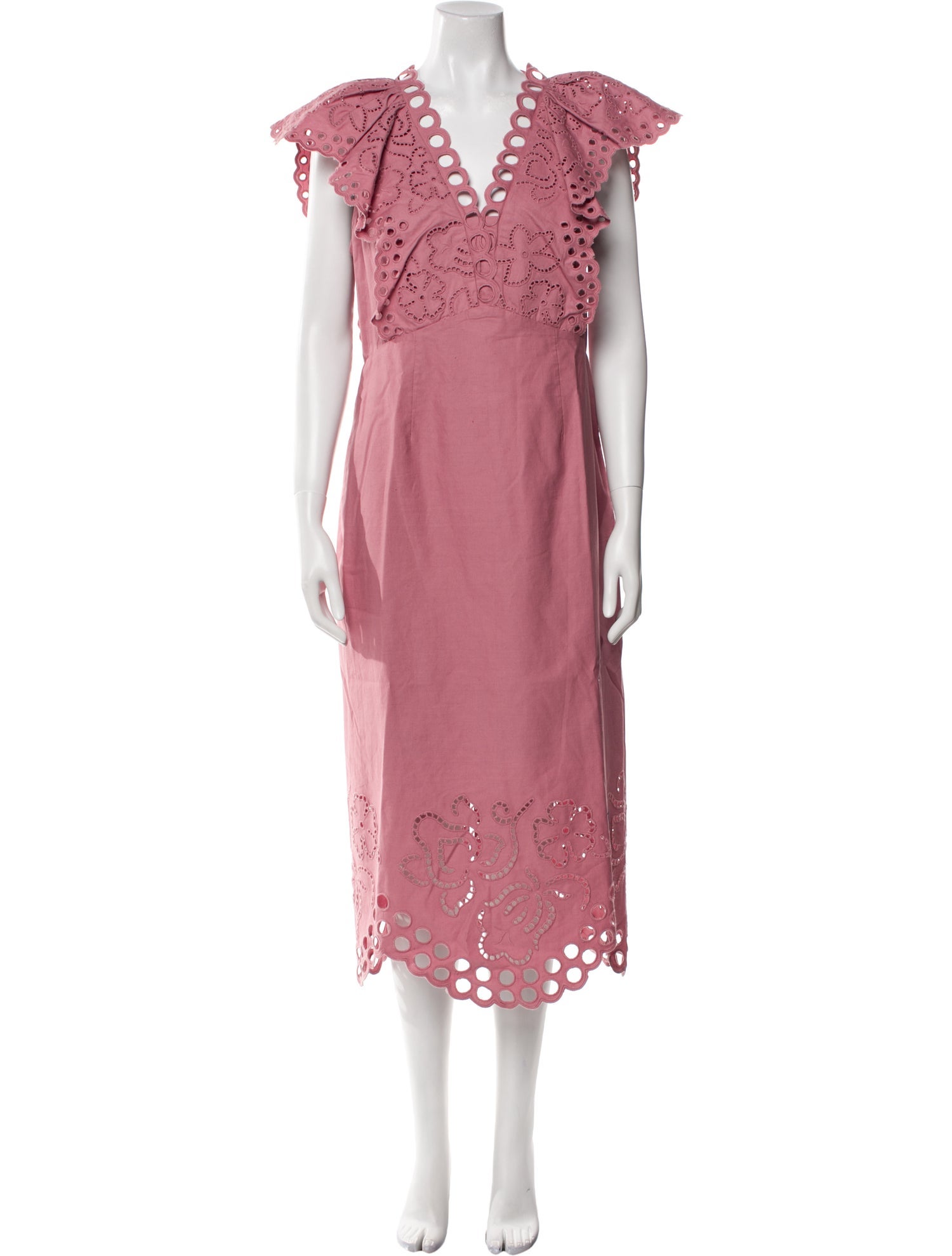 Rebecca Taylor V-Neck Midi Length Dress