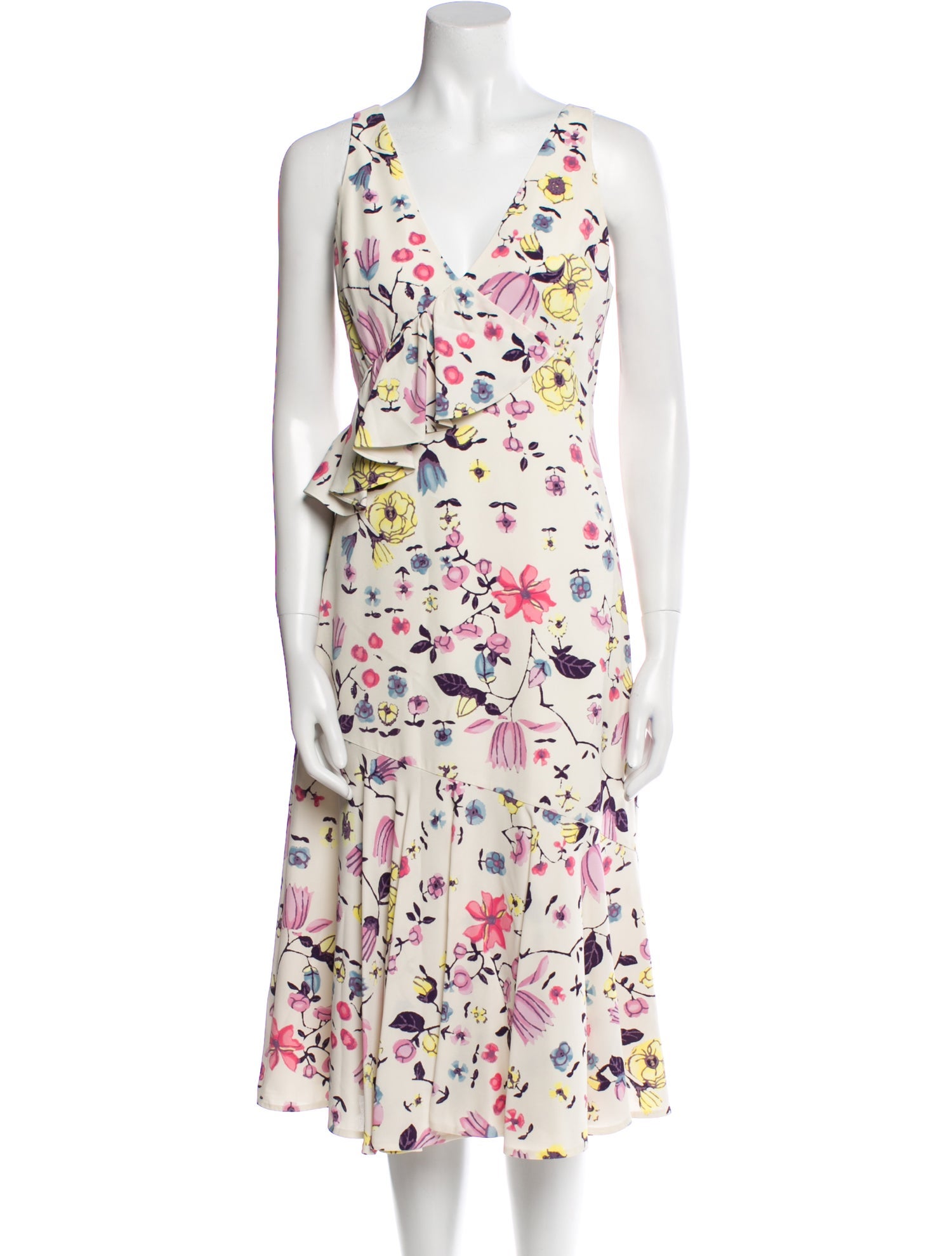 Rebecca Taylor Floral Print Midi Length Dress