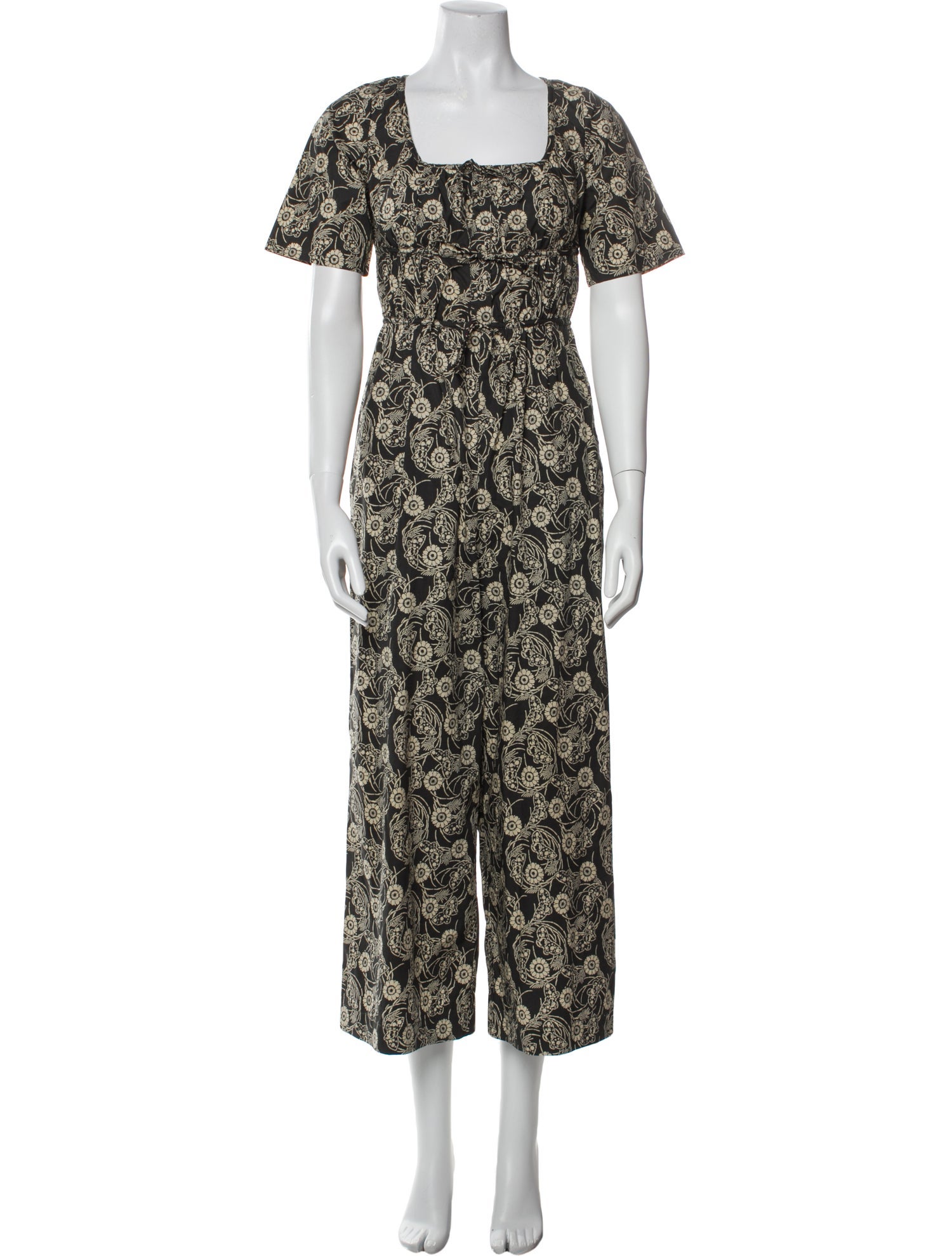 Rebecca Taylor Floral Print Square Neckline Jumpsuit