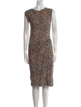 Rebecca Taylor Animal Print Midi Length Dress