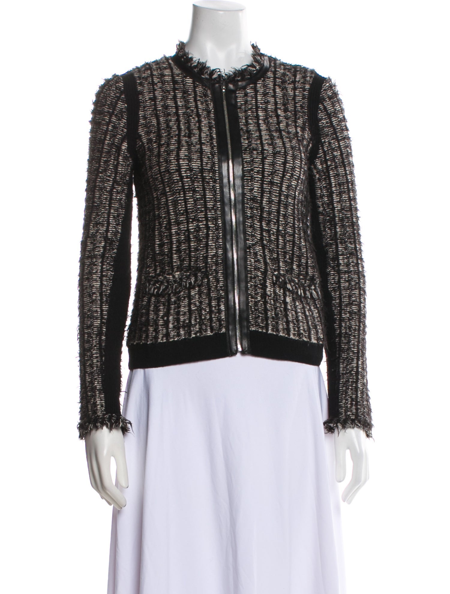 Rebecca Taylor Lamb Leather Tweed Pattern Evening Jacket