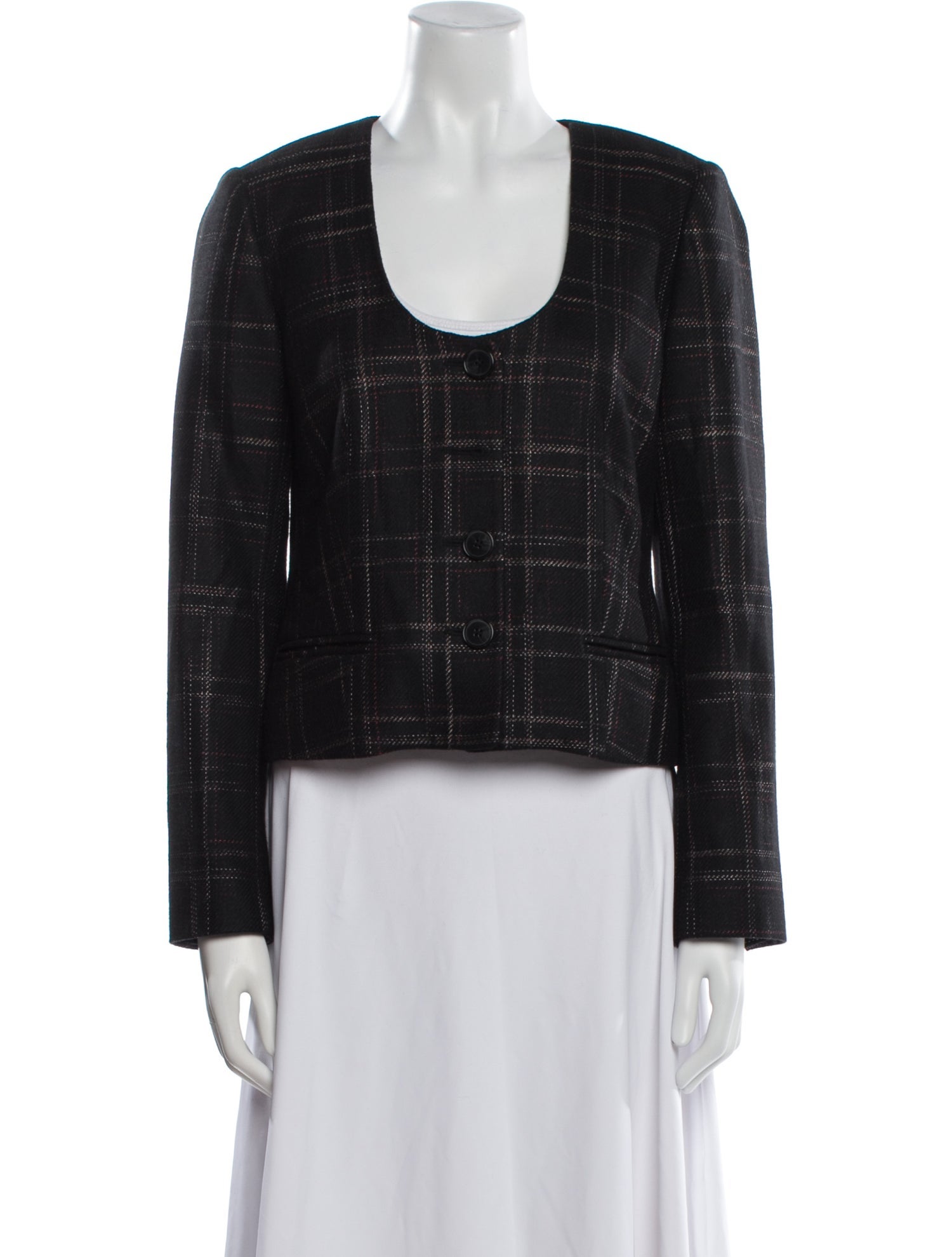 Rebecca Taylor Wool Plaid Print Evening Jacket