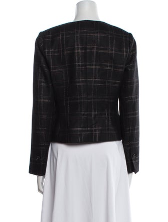 Rebecca Taylor Wool Plaid Print Evening Jacket