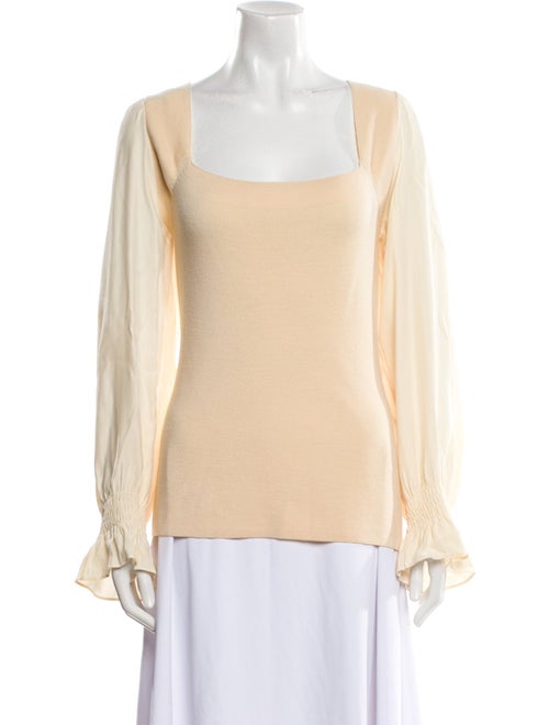 Rebecca Taylor Square Neckline Long Sleeve Blouse