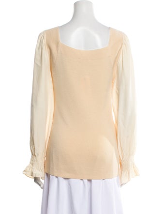 Rebecca Taylor Square Neckline Long Sleeve Blouse