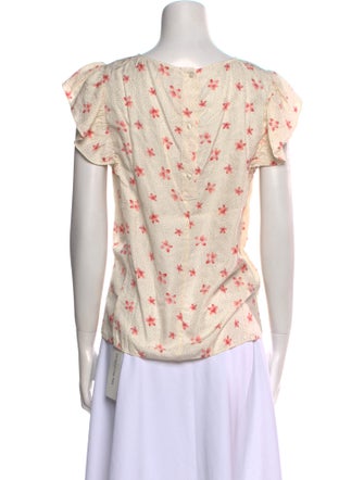 Rebecca Taylor Floral Print V-Neck Blouse