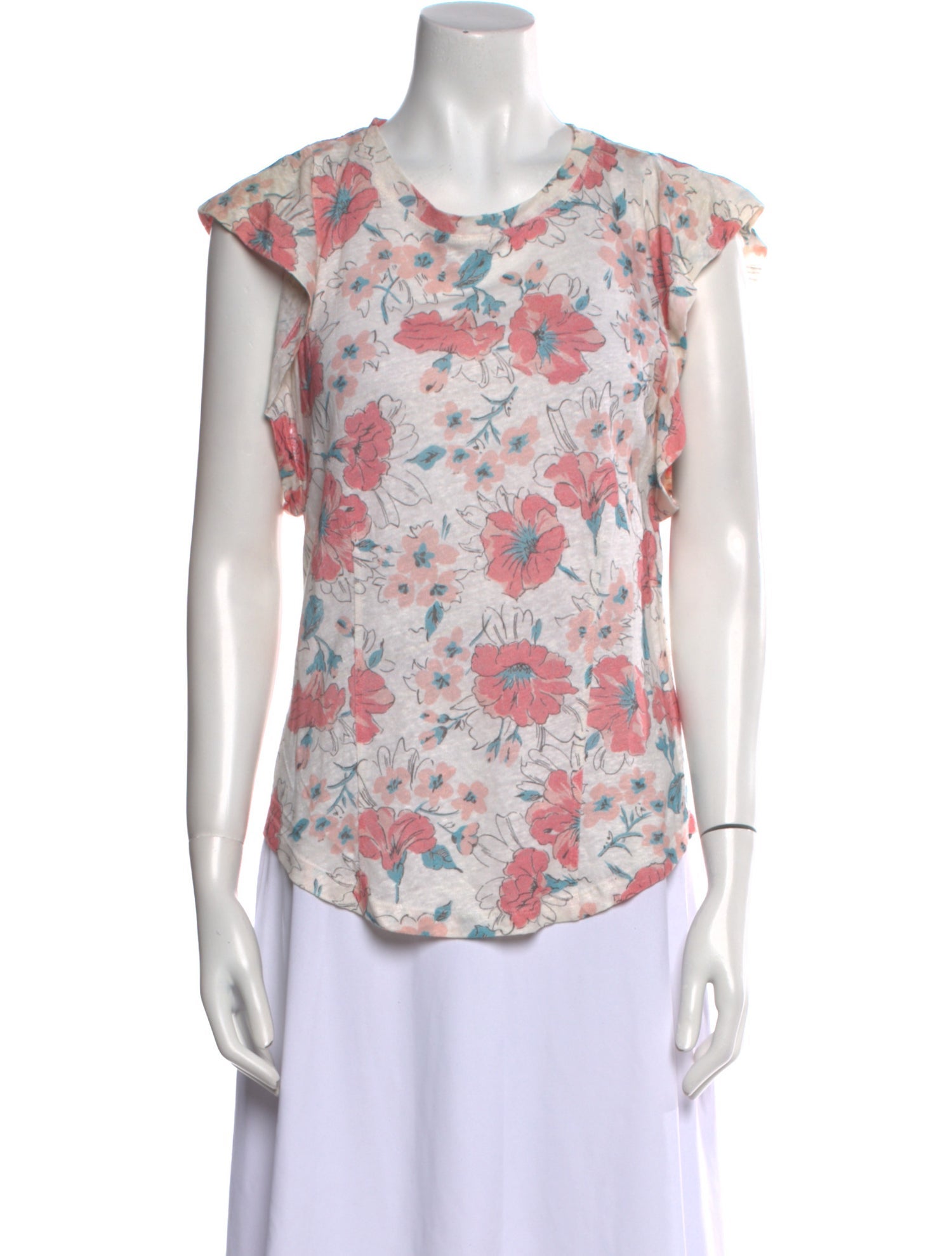 Rebecca Taylor Linen Floral Print T-Shirt w/ Tags
