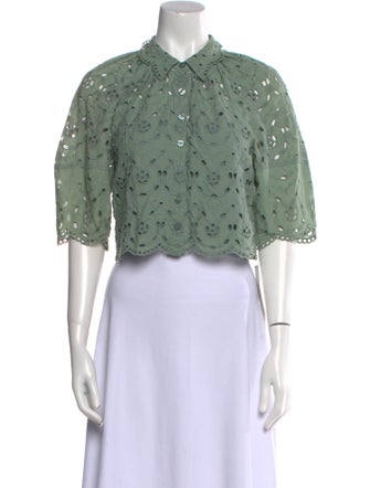 Rebecca Taylor Short Sleeve Crop Top