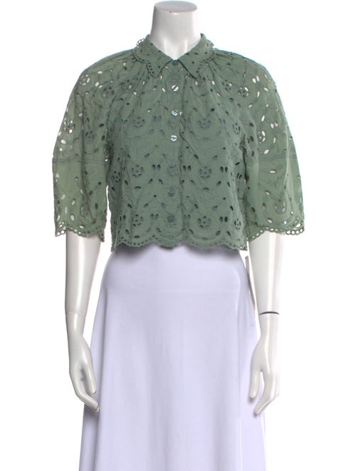 Rebecca Taylor Short Sleeve Crop Top