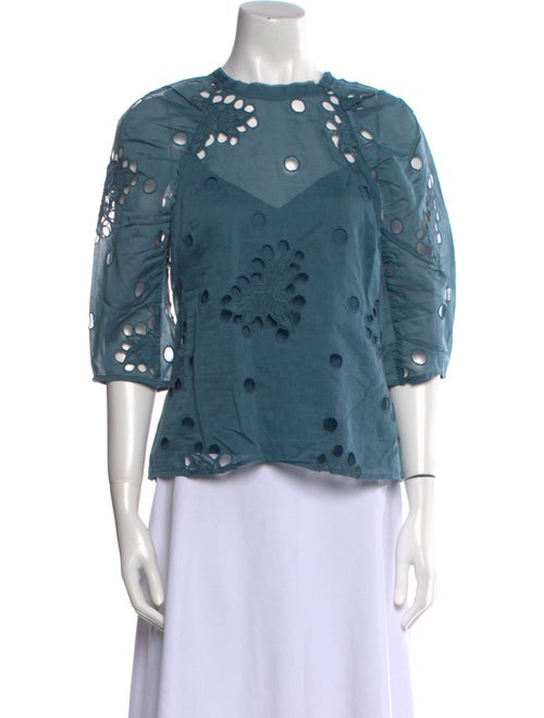 Rebecca Taylor Printed Crew Neck Blouse