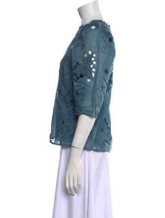 Rebecca Taylor Printed Crew Neck Blouse