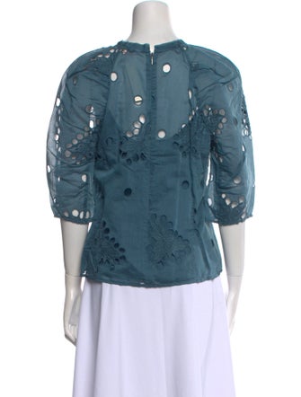 Rebecca Taylor Printed Crew Neck Blouse