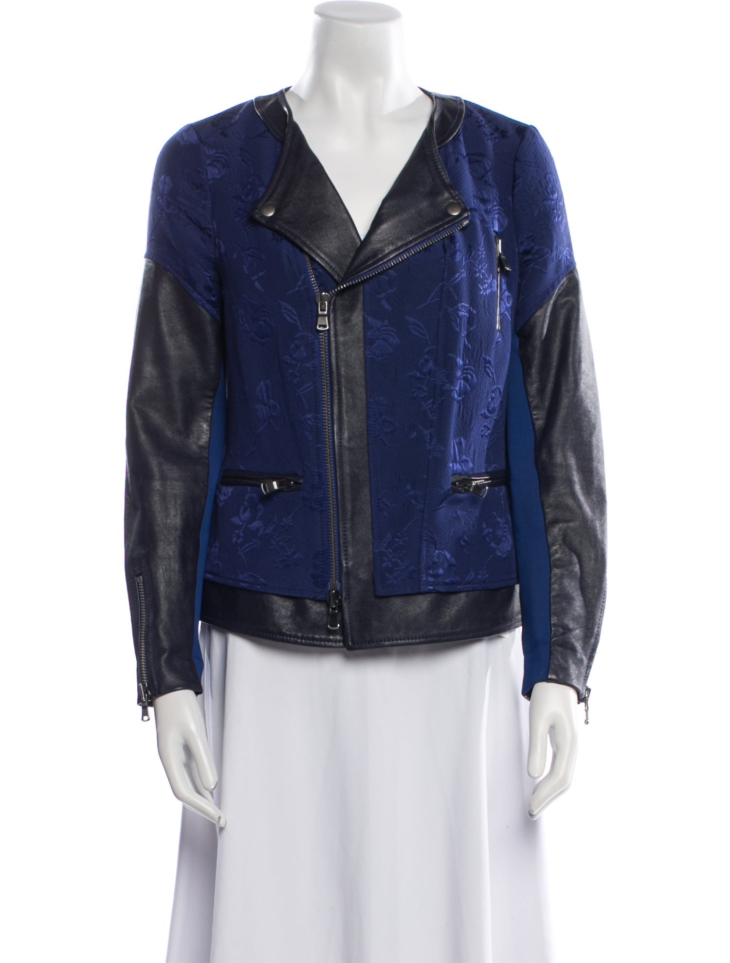 Rebecca Taylor Colorblock Pattern Biker Jacket