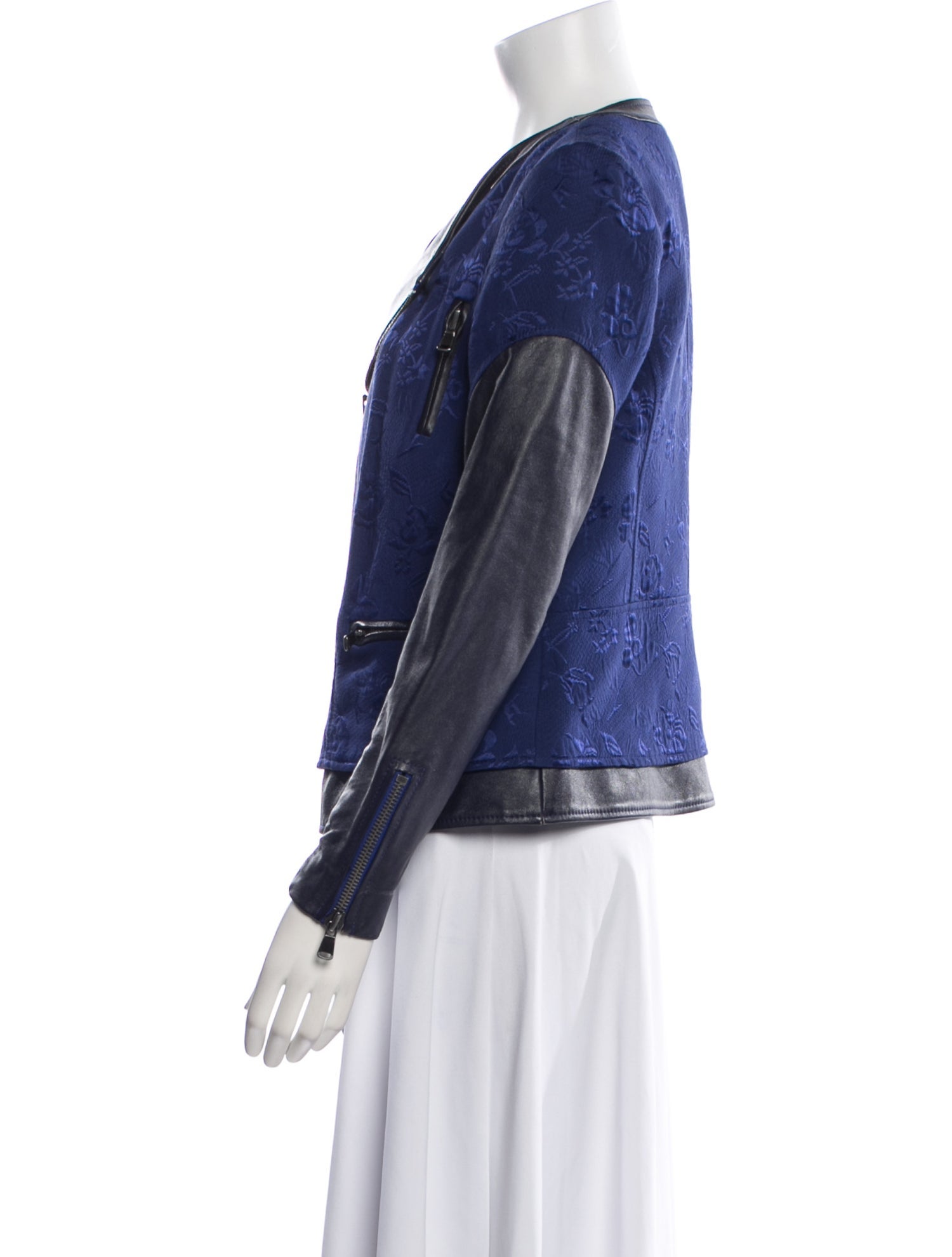 Rebecca Taylor Colorblock Pattern Biker Jacket