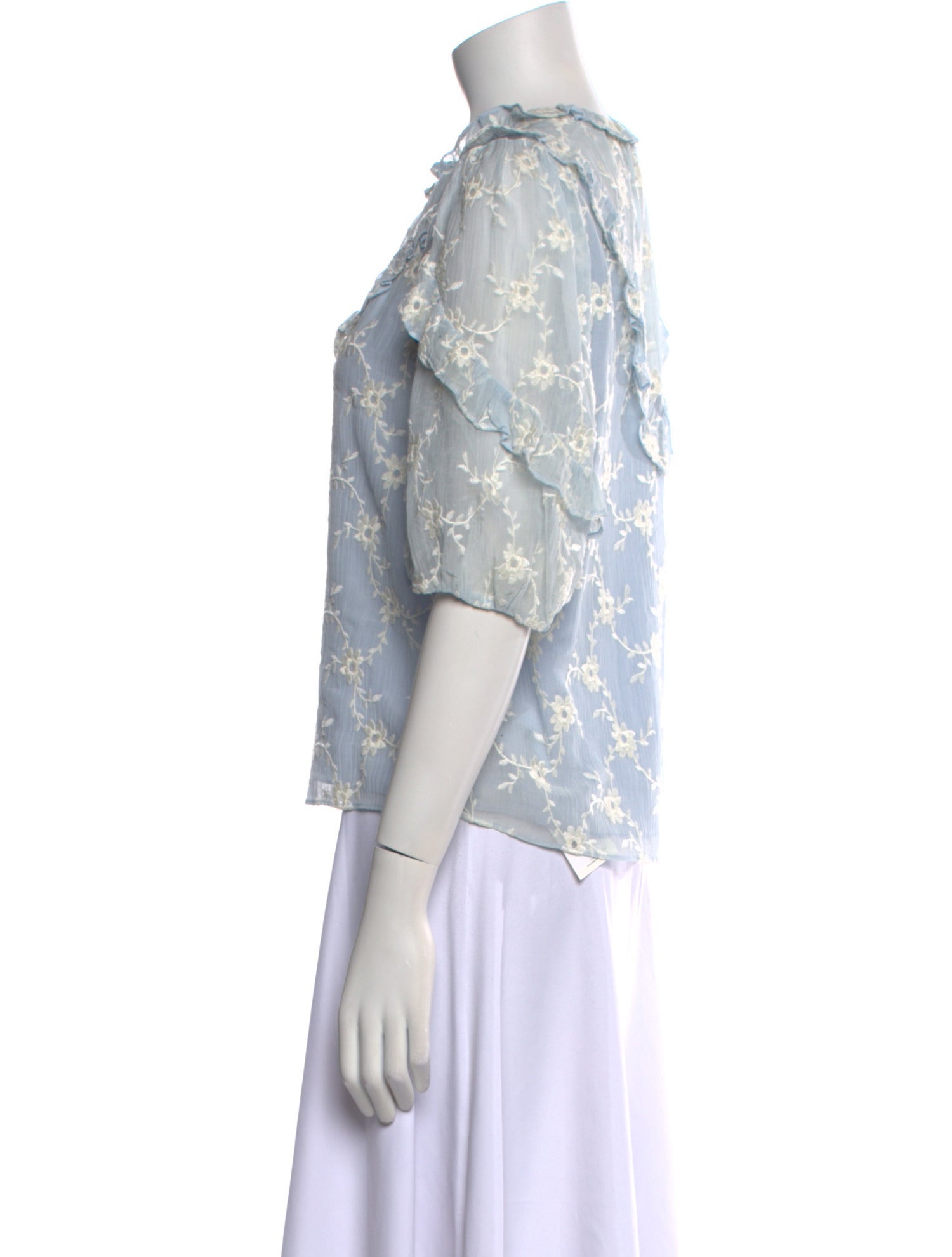 Rebecca Taylor Floral Print Mock Neck Blouse