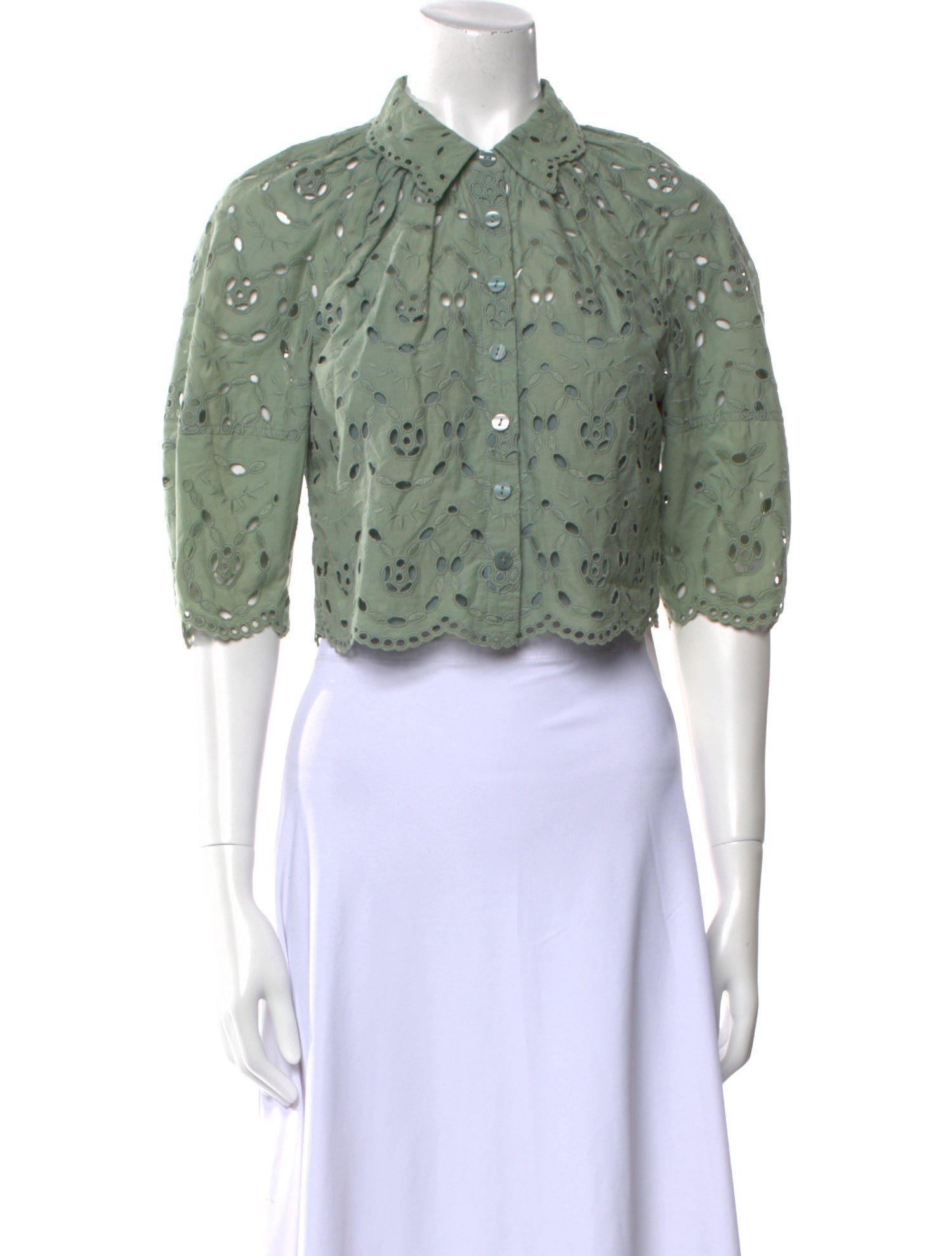 Rebecca Taylor Eyelet Printed Crop Top w/ Tags