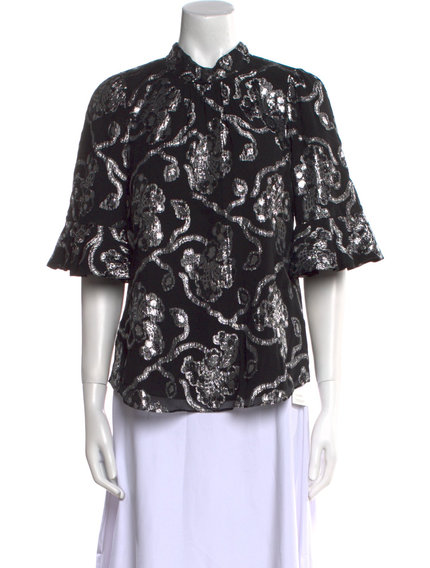 Rebecca Taylor Silk Lace Pattern Blouse