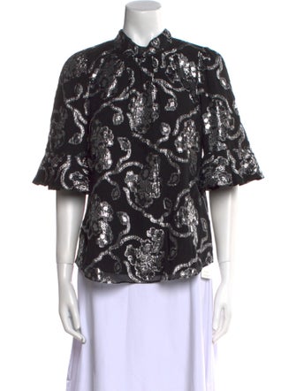 Rebecca Taylor Silk Lace Pattern Blouse