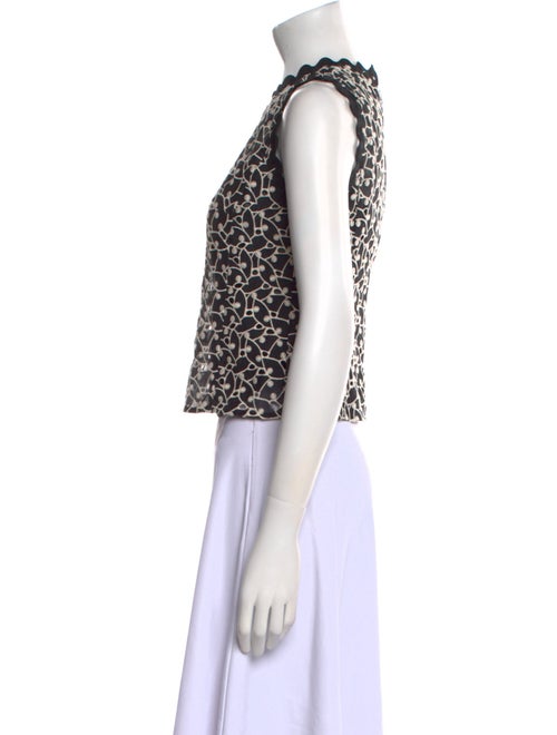 Rebecca Taylor Lace Pattern Crew Neck Crop Top