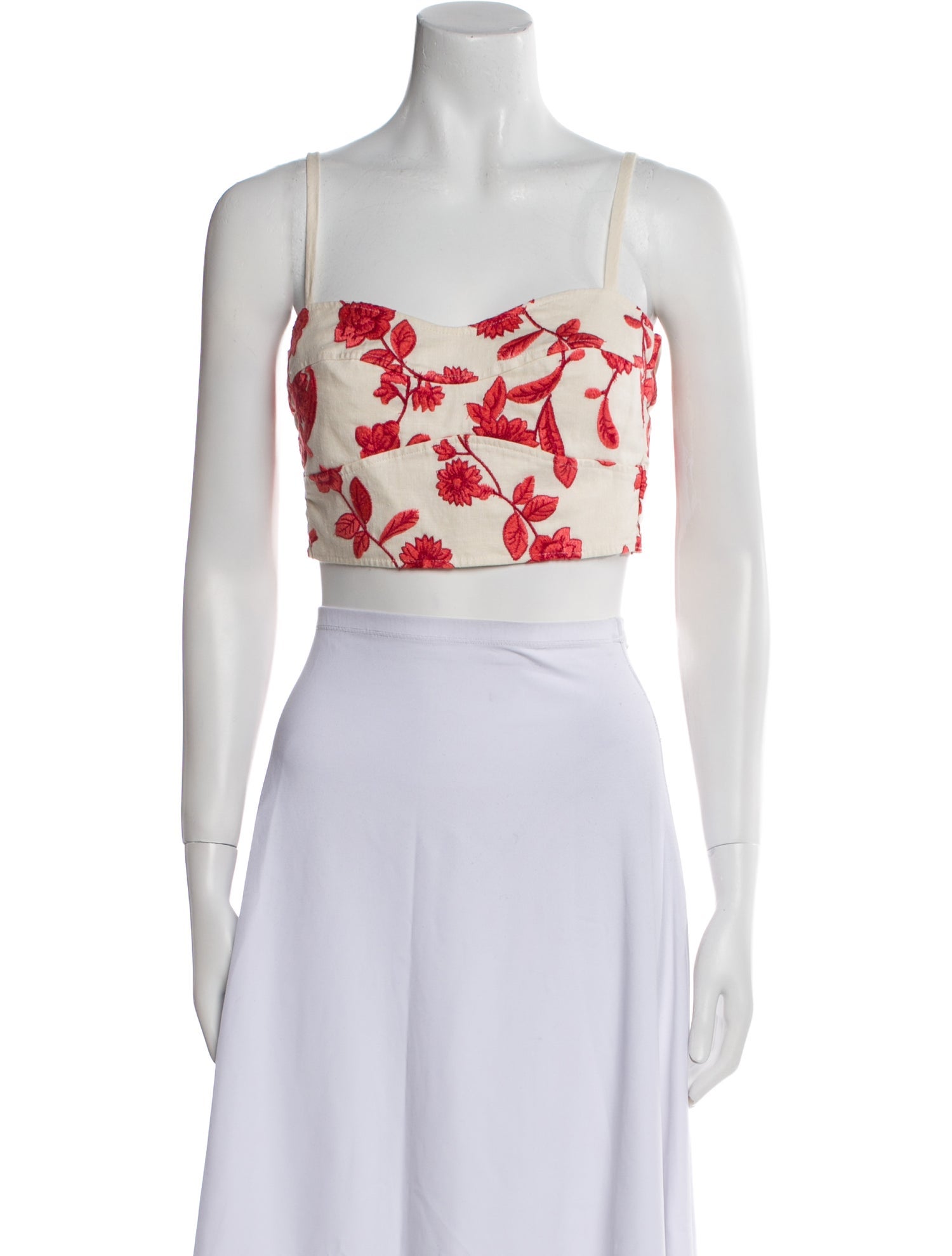 Rebecca Taylor Linen Floral Print Crop Top