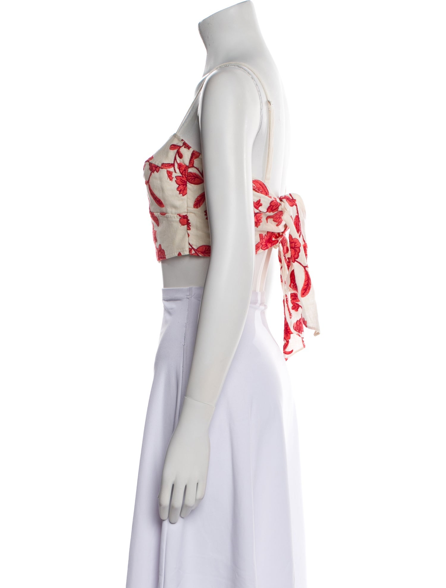 Rebecca Taylor Linen Floral Print Crop Top