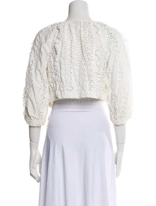 Rebecca Taylor Eyelet Scoop Neck Crop Top