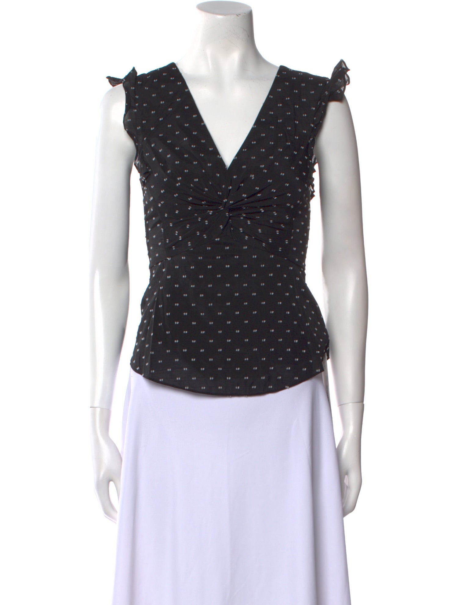 Rebecca Taylor Polka Dot Print V-Neck Top
