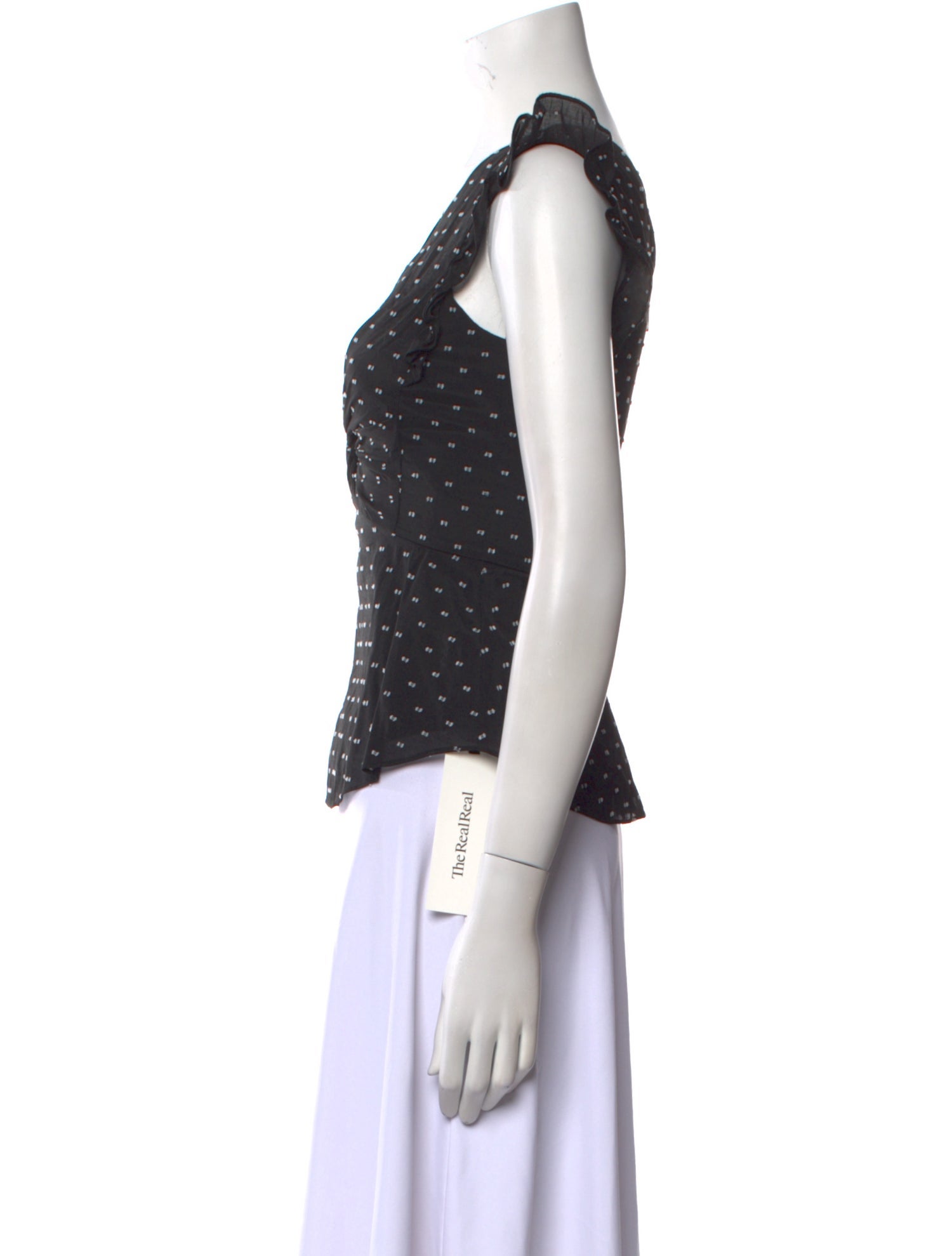 Rebecca Taylor Polka Dot Print V-Neck Top