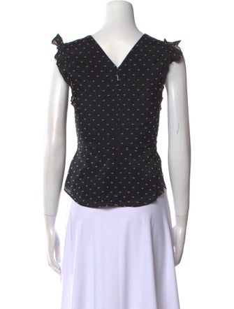 Rebecca Taylor Polka Dot Print V-Neck Top