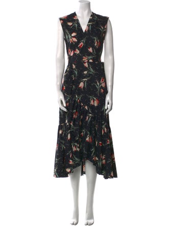 Rebecca Taylor Floral Print Midi Length Dress