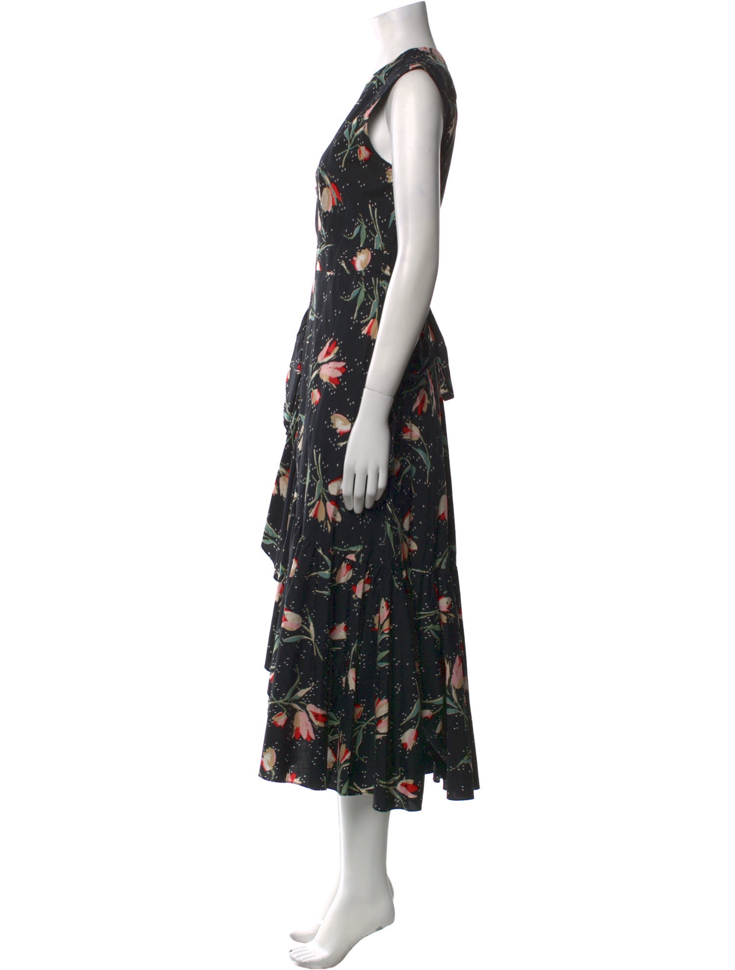 Rebecca Taylor Floral Print Midi Length Dress