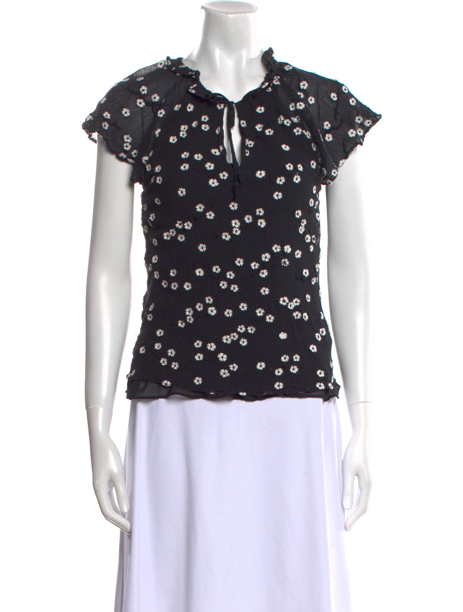 Rebecca Taylor Floral Print V-Neck Blouse