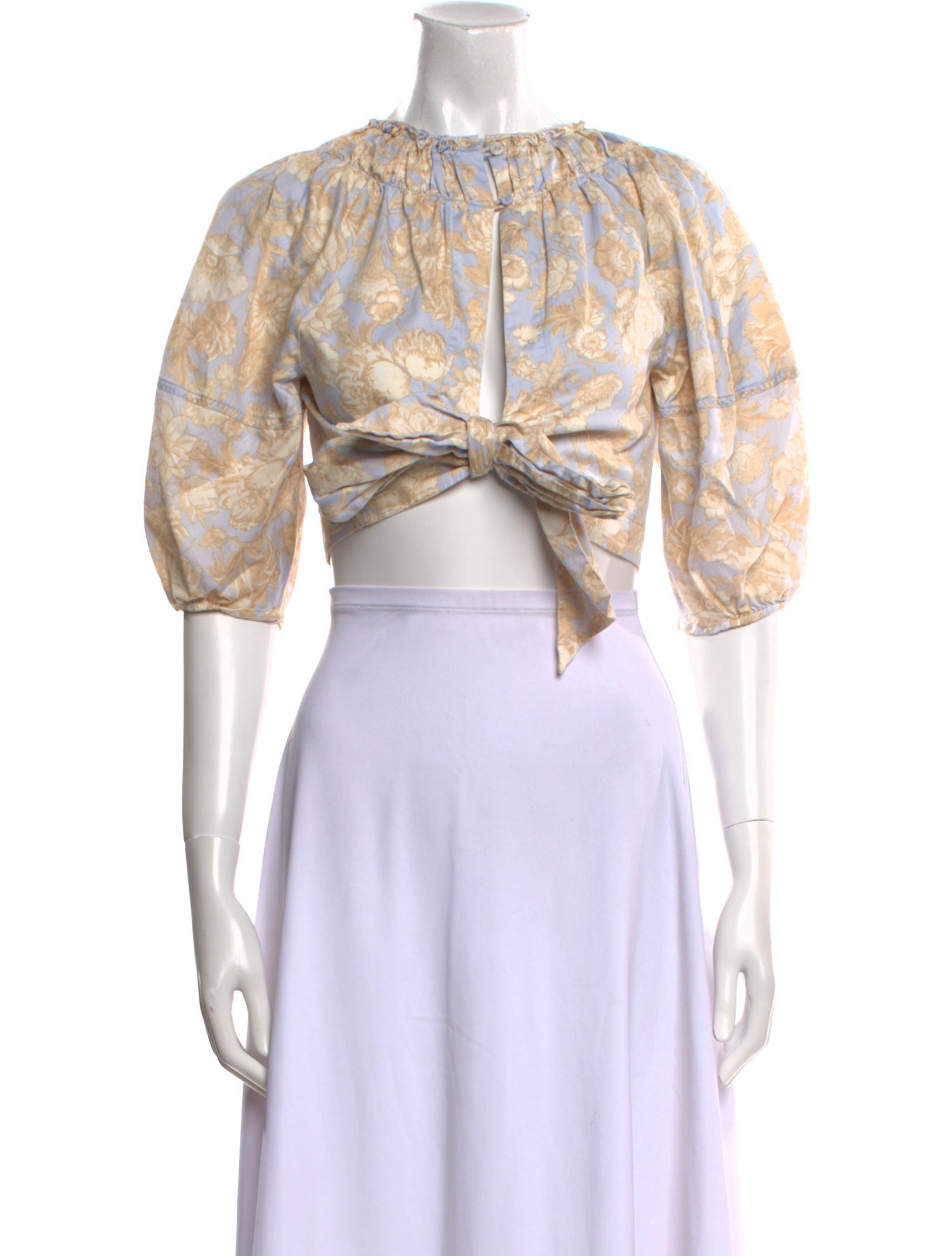 Rebecca Taylor Paisley Print Crew Neck Crop Top