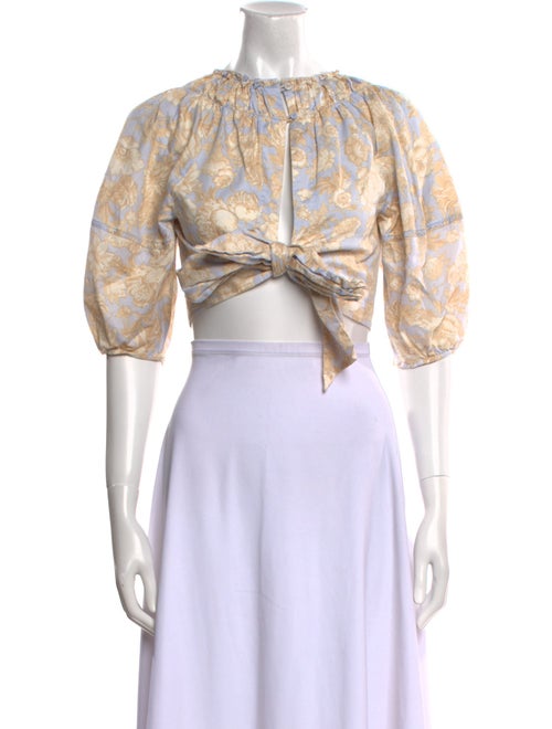 Rebecca Taylor Paisley Print Crew Neck Crop Top