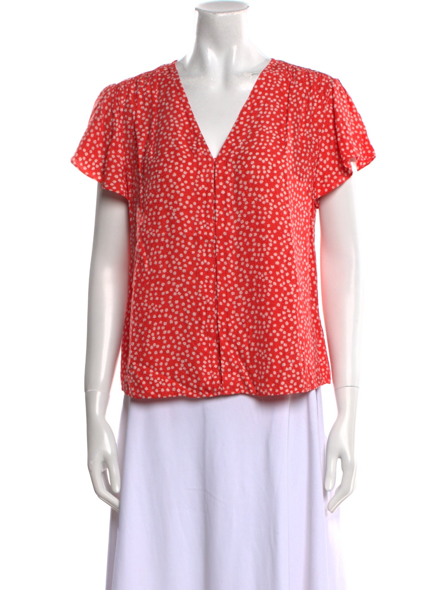 Rebecca Taylor Floral Print V-Neck Blouse
