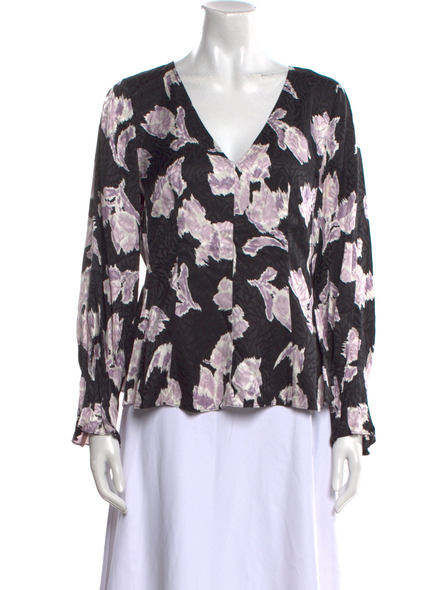Rebecca Taylor Floral Print V-Neck Blouse