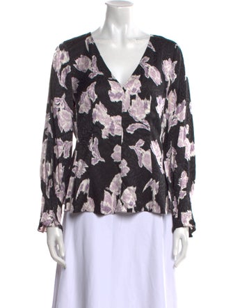 Rebecca Taylor Floral Print V-Neck Blouse