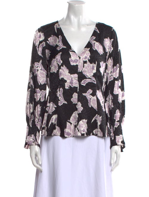 Rebecca Taylor Floral Print V-Neck Blouse