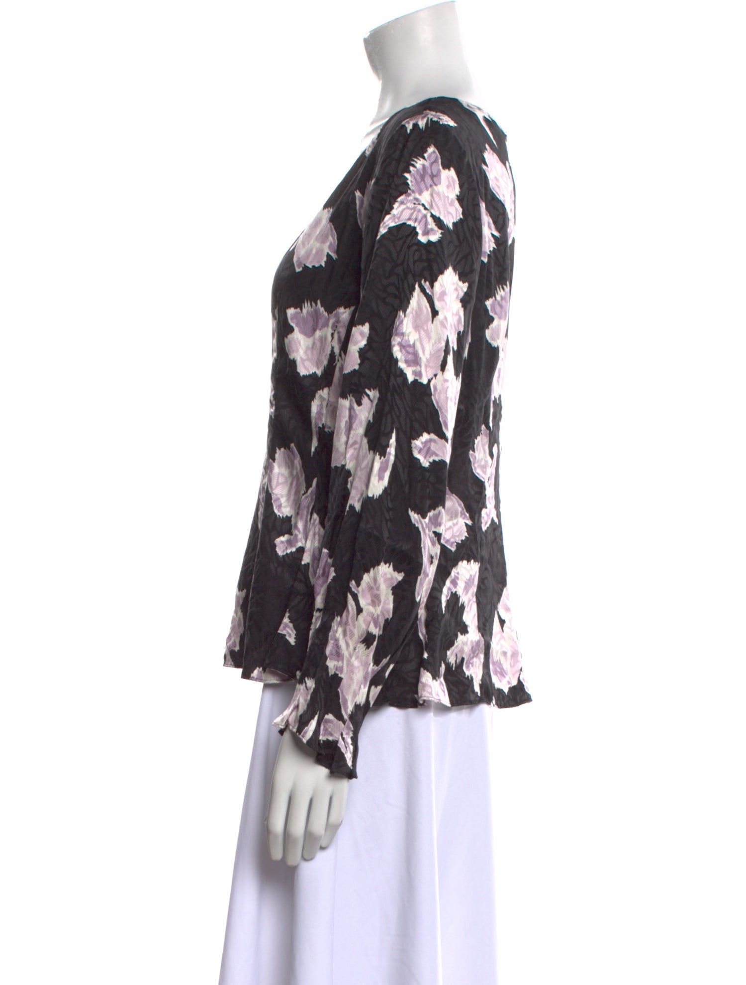 Rebecca Taylor Floral Print V-Neck Blouse