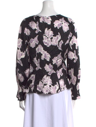 Rebecca Taylor Floral Print V-Neck Blouse