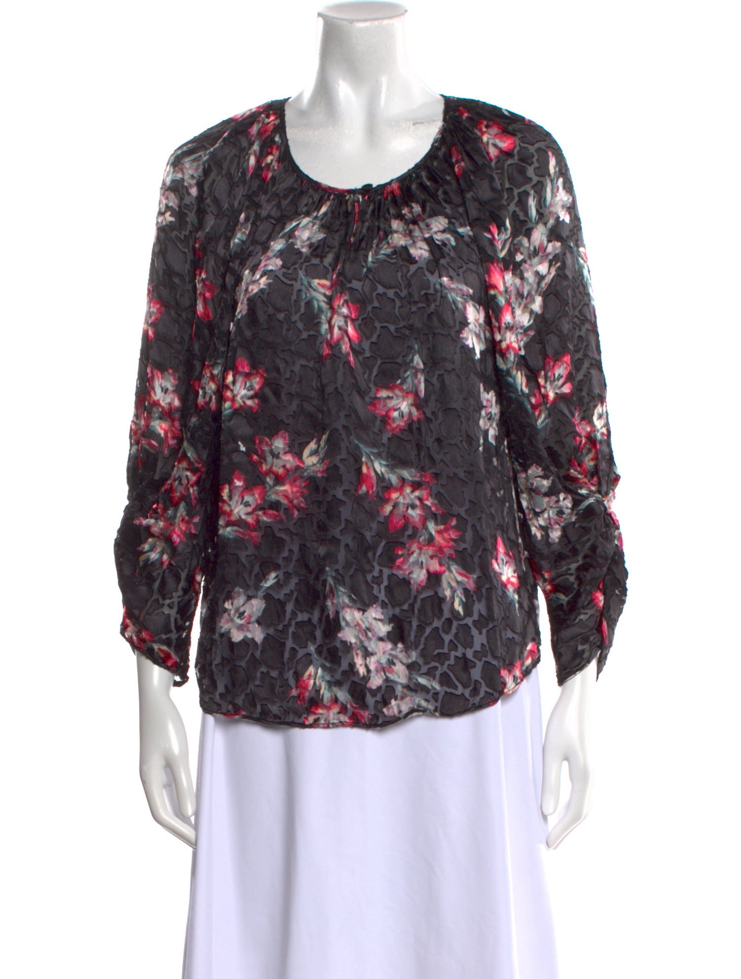 Rebecca Taylor Floral Print Scoop Neck Blouse