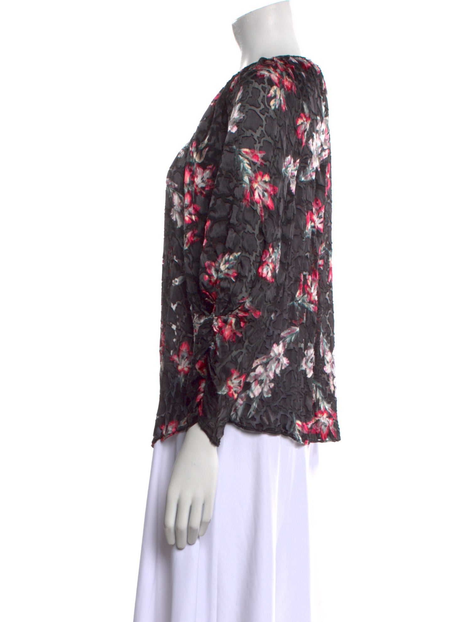 Rebecca Taylor Floral Print Scoop Neck Blouse